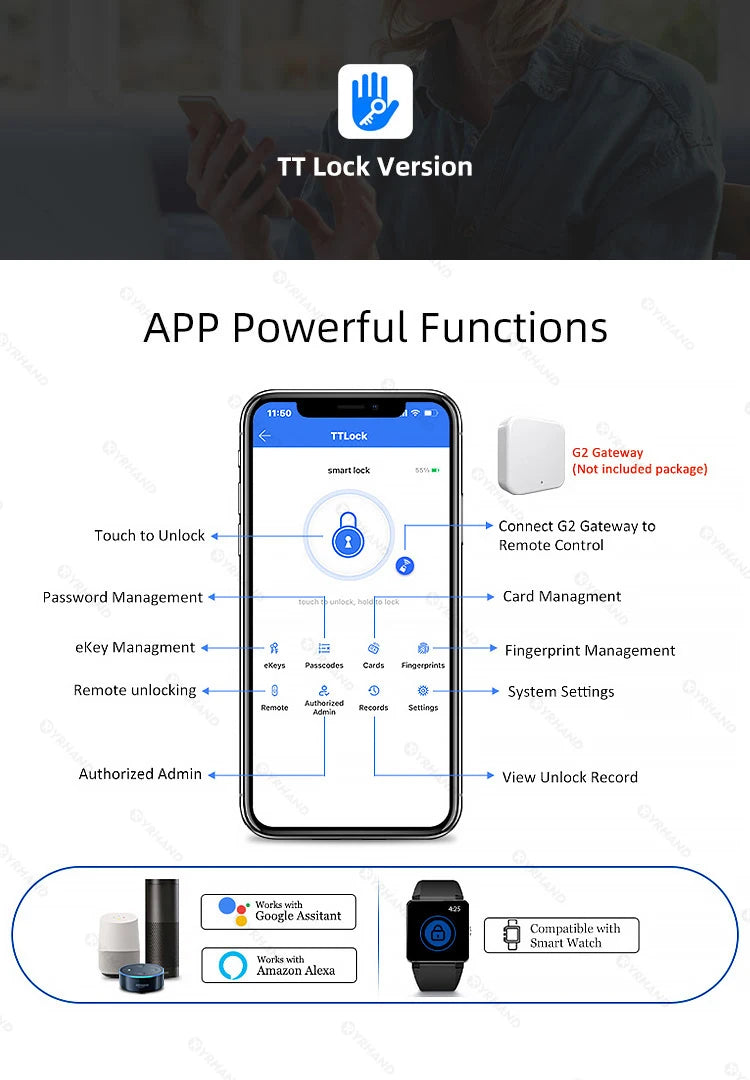 YRHAND TTlock password Smart Fingerprint Digital card