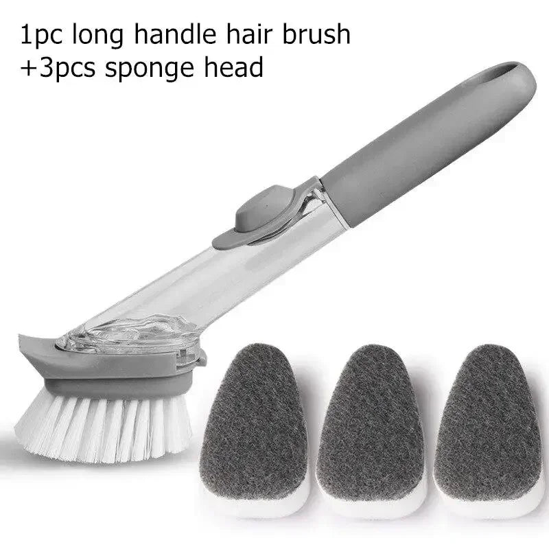 Refillable Liquid Cleaning Brush Kitchen Bowl Scrubber