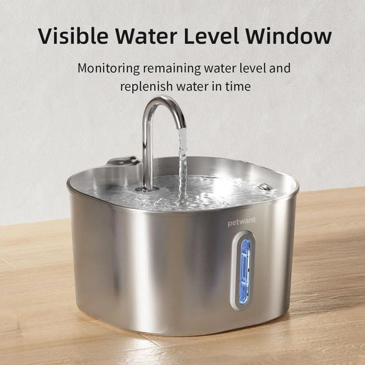Automatic Cat Water Fountain Stainless Steel Pet Drinking Dispenser Silent
