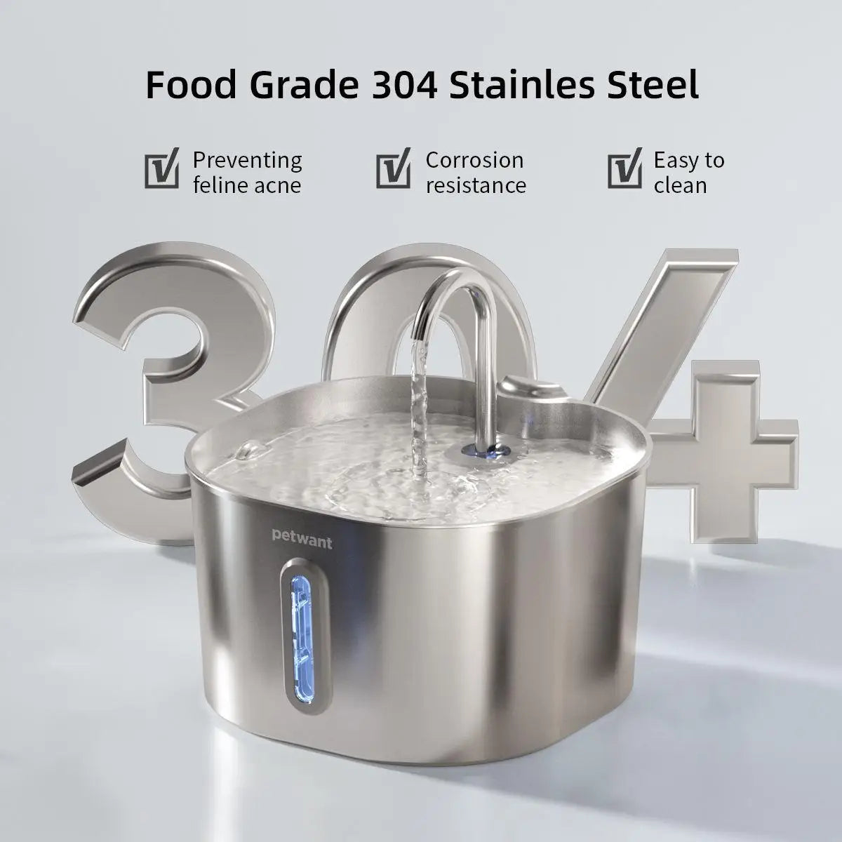 Automatic Cat Water Fountain Stainless Steel Pet Drinking Dispenser Silent