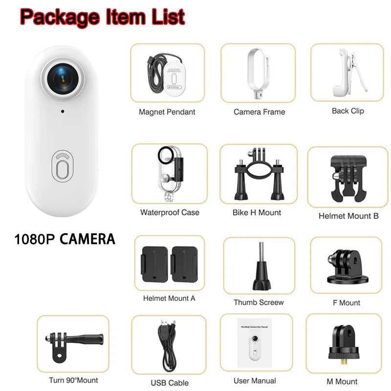 Mini Body Cam 128GB Magnetic Pocket Sports Recorder WiFi Wireless Thumb Camera  Video