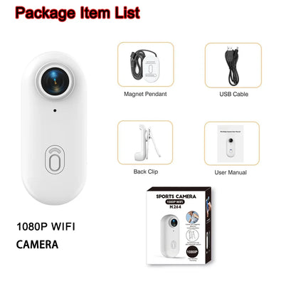Mini Body Cam 128GB Magnetic Pocket Sports Recorder WiFi Wireless Thumb Camera  Video