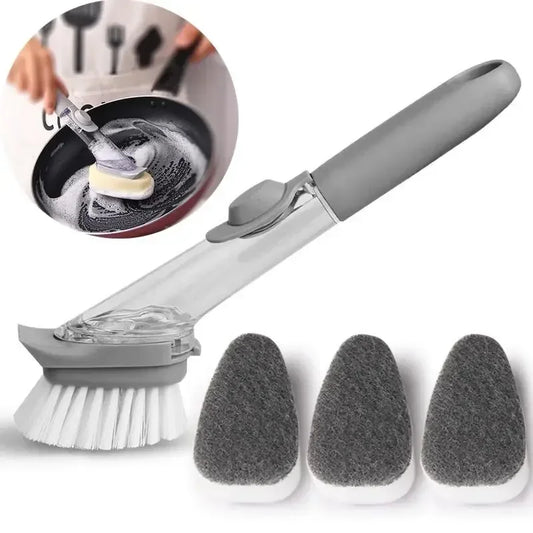 Refillable Liquid Cleaning Brush Kitchen Bowl Scrubber