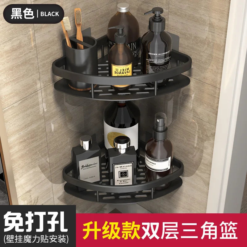 Bathroom Basket Suction Cup Wall-Mounted Space Aluminum