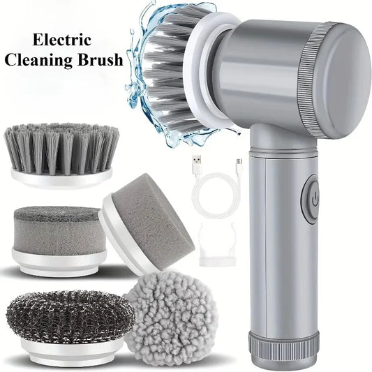 Electric Spin Scrubber Cordless Spin Scrubber with 5 Replaceable Brush Heads