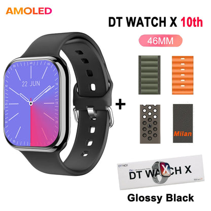 DT Watch X 10th Upgrade 2025 SmartWatch AMOLED 4GB Men Women NFC ChatGPT Compass Video Gesture 3D Vision Watch For Android l0S