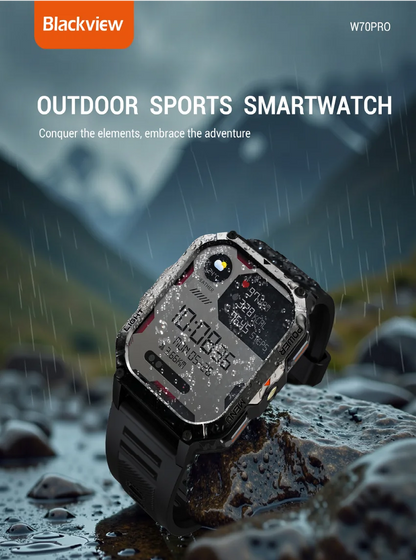 Blackview 2025 New Outdoor Smartwatch 900mAh W70 Pro 2.01'' TFT HD Screen Waterproof Men Watches with Emergency Lighting Compass