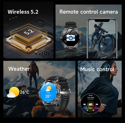 LIGE 2025 New For HUAWEI Xiaomi 1000mah AMOLED Smart Watch Men Sports Fitness LED Flashlight 3ATM Waterproof BT Call Smartwatch