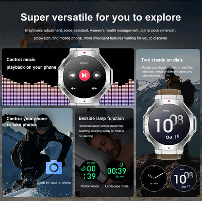 2025 New Men Sports Smart Watch GPS AMOLED Heart Rate Monitoring LED Flashlight NFC Bluetooth Call 3ATM Waterproof Smartwatches
