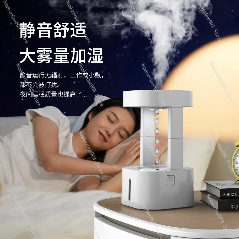 Anti-Gravity Drip Humidifier, LED Colorful Night Light Remote Control