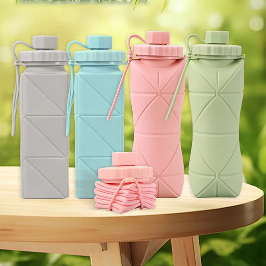 620ml 600ml Outdoor Silicone Folding Cup with Lid Camping Gadgets Supplies
