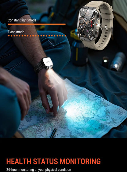 Blackview 2025 New Outdoor Smartwatch 900mAh W70 Pro 2.01'' TFT HD Screen Waterproof Men Watches with Emergency Lighting Compass