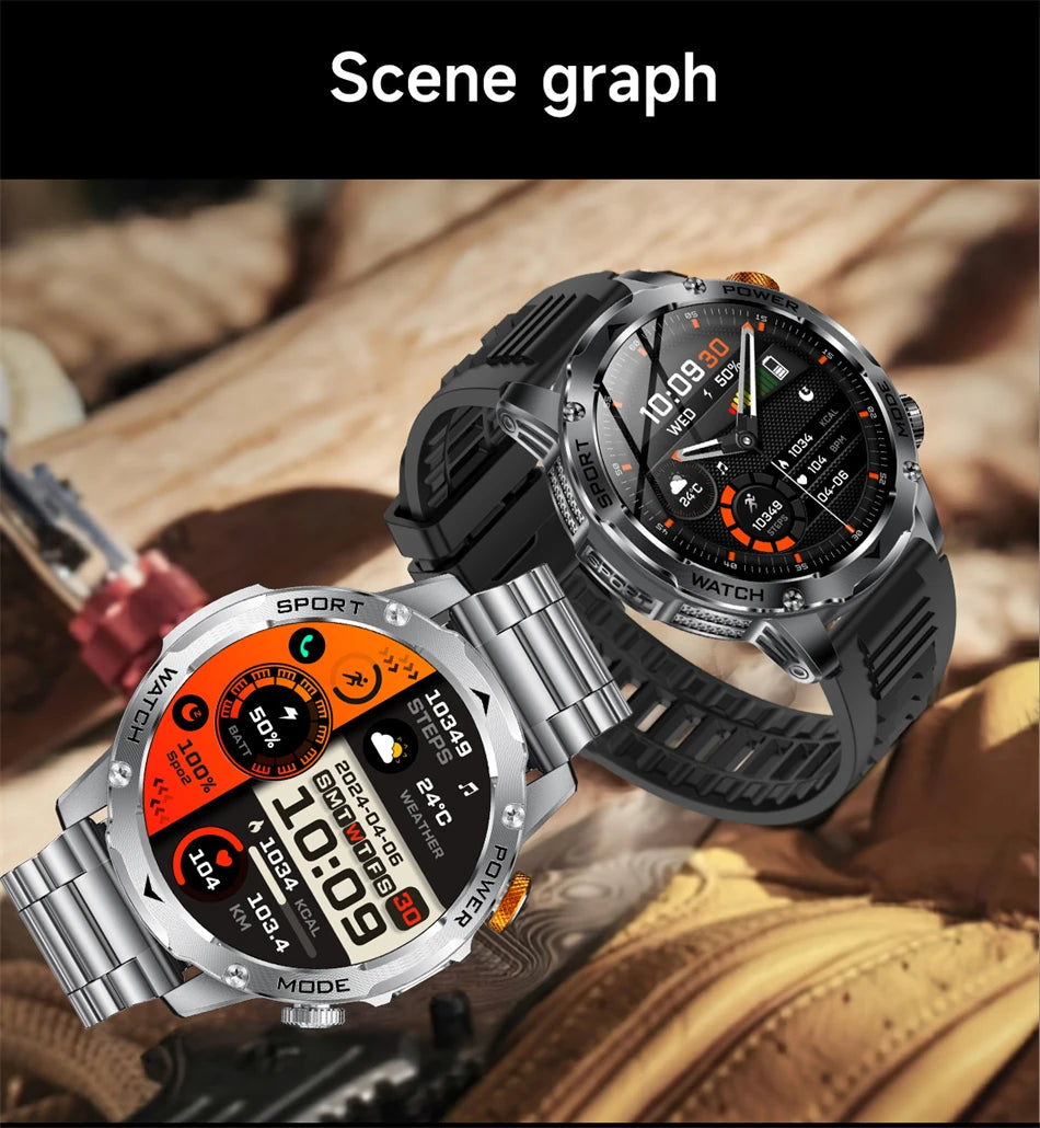 LIGE 2025 New For HUAWEI Xiaomi 1000mah AMOLED Smart Watch Men Sports Fitness LED Flashlight 3ATM Waterproof BT Call Smartwatch