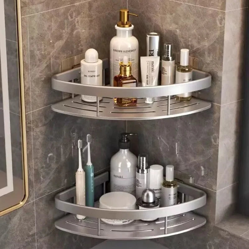 Bathroom Basket Suction Cup Wall-Mounted Space Aluminum