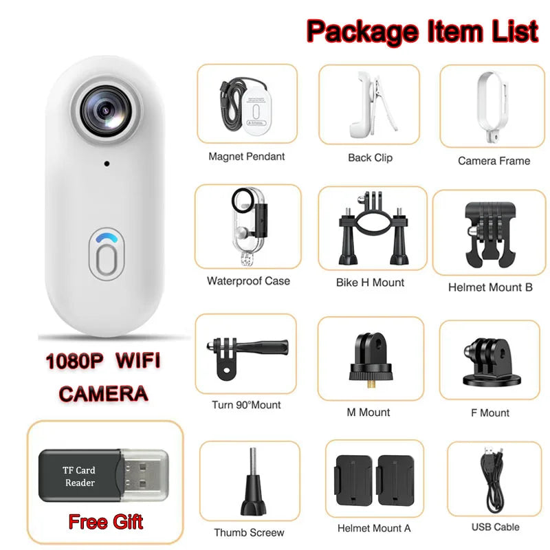 Mini Body Cam 128GB Magnetic Pocket Sports Recorder WiFi Wireless Thumb Camera  Video