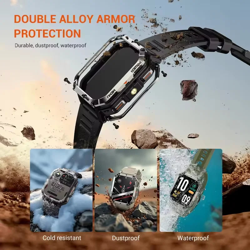 Blackview 2025 New Outdoor Smartwatch 900mAh W70 Pro 2.01'' TFT HD Screen Waterproof Men Watches with Emergency Lighting Compass