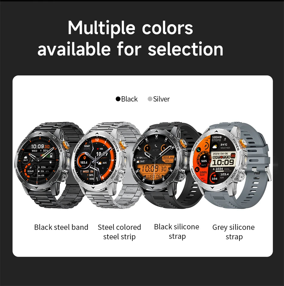 LIGE 2025 New For HUAWEI Xiaomi 1000mah AMOLED Smart Watch Men Sports Fitness LED Flashlight 3ATM Waterproof BT Call Smartwatch