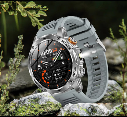 LIGE 2025 New For HUAWEI Xiaomi 1000mah AMOLED Smart Watch Men Sports Fitness LED Flashlight 3ATM Waterproof BT Call Smartwatch