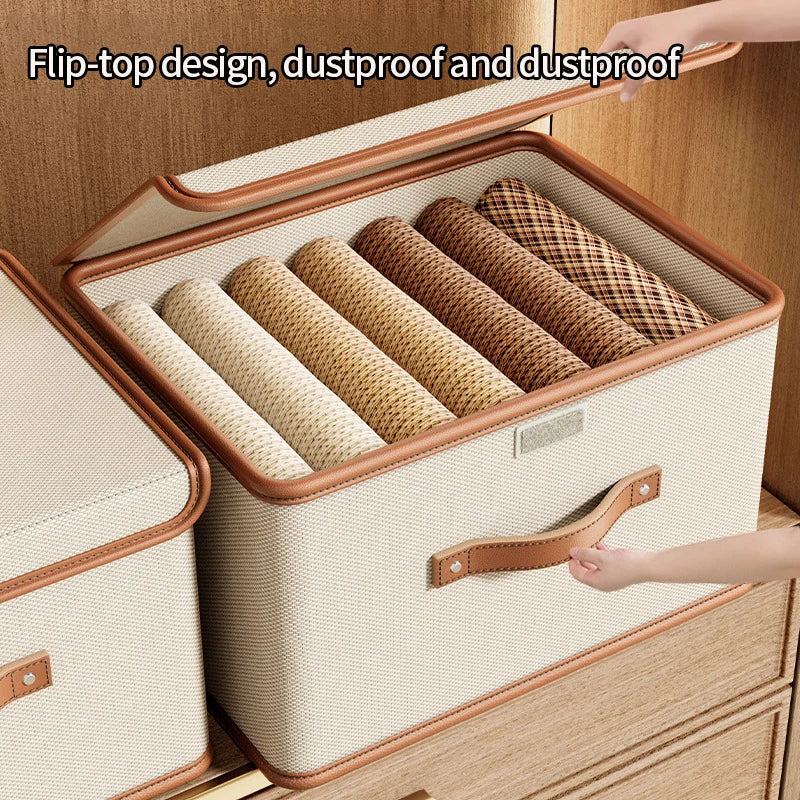 Cube Bins Boxes with Lids, Foldable Clothing Storage