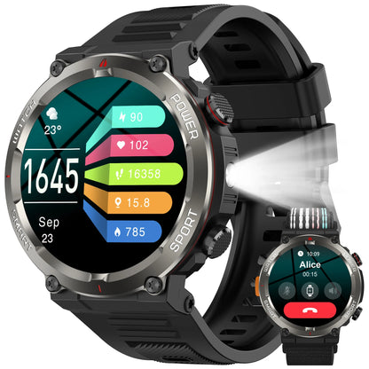 Blackview New IP68 Waterproof Smart Watch with LED Flashlight 960mAh Battery Life Bluetooth Call Outdoor Watches for Man Woman