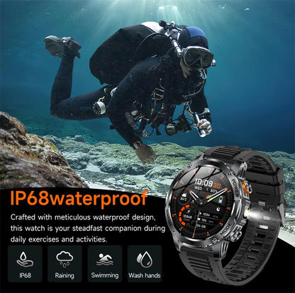 LIGE 2025 New For HUAWEI Xiaomi 1000mah AMOLED Smart Watch Men Sports Fitness LED Flashlight 3ATM Waterproof BT Call Smartwatch