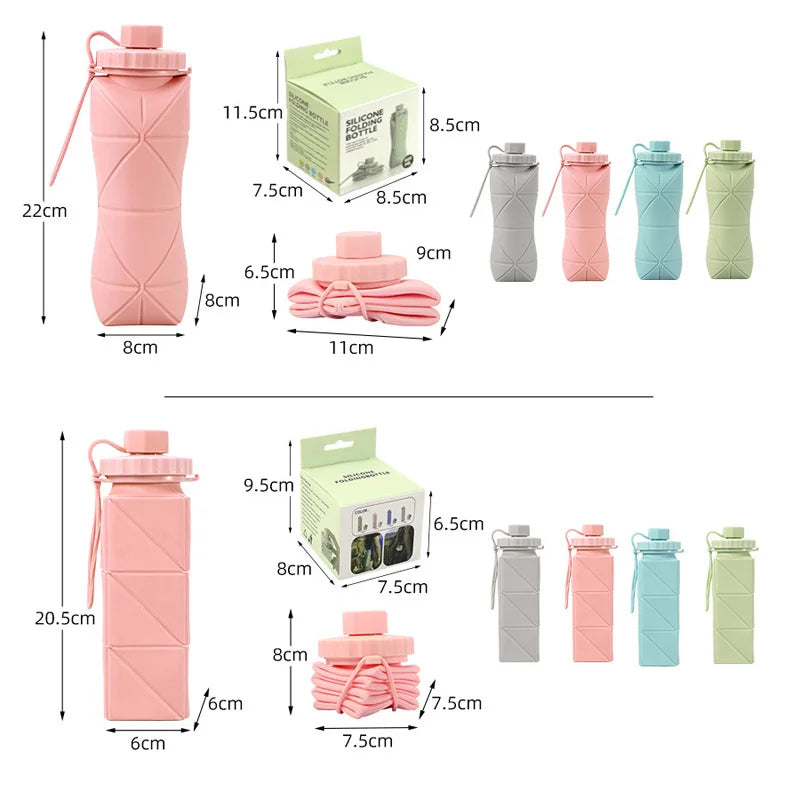 620ml 600ml Outdoor Silicone Folding Cup with Lid Camping Gadgets Supplies