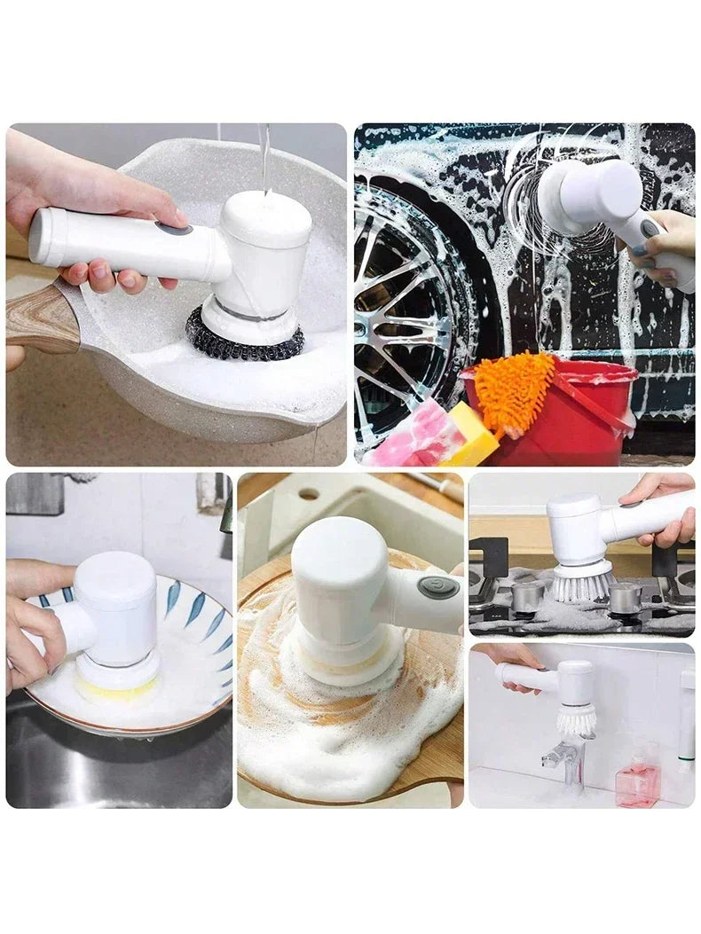 Electric Spin Scrubber Cordless Spin Scrubber with 5 Replaceable Brush Heads