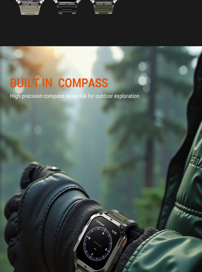 Blackview 2025 New Outdoor Smartwatch 900mAh W70 Pro 2.01'' TFT HD Screen Waterproof Men Watches with Emergency Lighting Compass