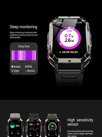 Blackview 2025 New Outdoor Smartwatch 900mAh W70 Pro 2.01'' TFT HD Screen Waterproof Men Watches with Emergency Lighting Compass