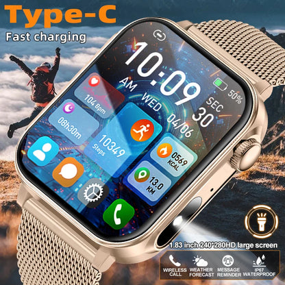 LIGE 1.83" HD Screen Smart Watch Men BT Call type-c Fast Charging New Watches IP67 Waterproof Sports Health Monitor Smartwatches