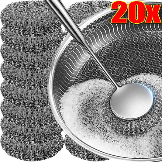 20/1x Steel Wool Scrubber with Handle Stainless Steel