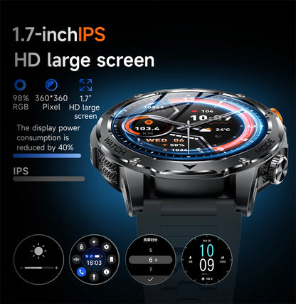LIGE 2025 New For HUAWEI Xiaomi 1000mah AMOLED Smart Watch Men Sports Fitness LED Flashlight 3ATM Waterproof BT Call Smartwatch