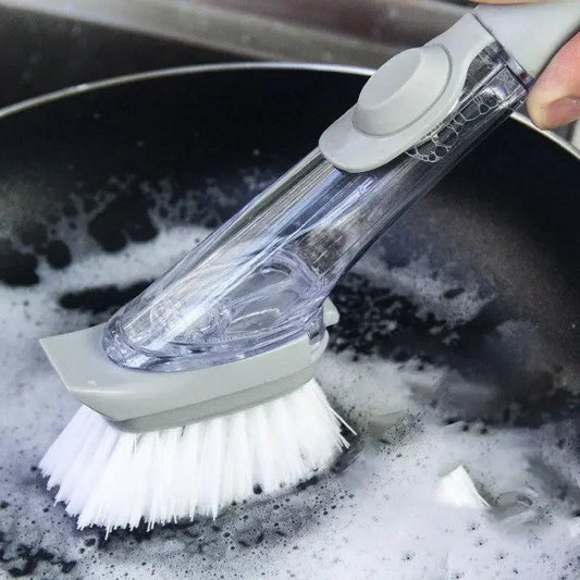 Refillable Liquid Cleaning Brush Kitchen Bowl Scrubber