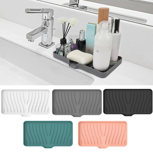Silicone Bathroom Soap Dishes Sink Sponge Holder for Kitchen, Shower Soap Sponge Tray Counter Rubber Soap Dish with Drain