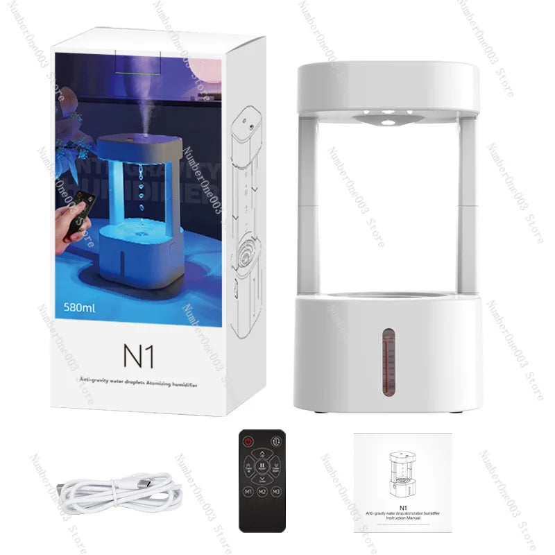 Anti-Gravity Drip Humidifier, LED Colorful Night Light Remote Control