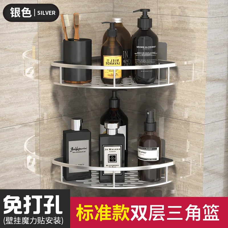 Bathroom Basket Suction Cup Wall-Mounted Space Aluminum