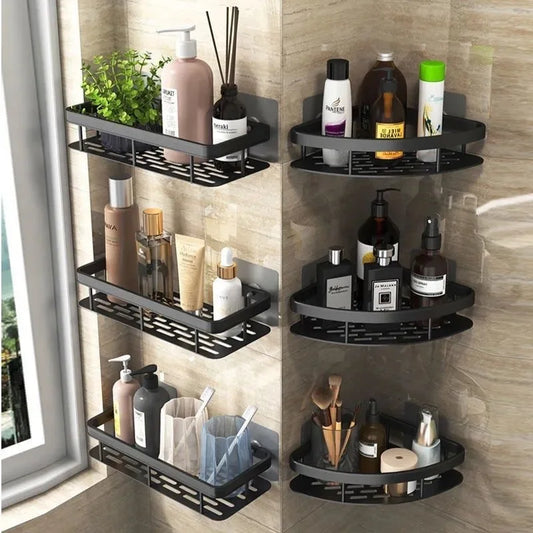 Bathroom Basket Suction Cup Wall-Mounted Space Aluminum