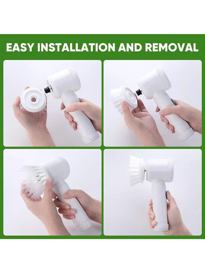 Electric Spin Scrubber Cordless Spin Scrubber with 5 Replaceable Brush Heads