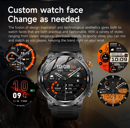 LIGE 2025 New For HUAWEI Xiaomi 1000mah AMOLED Smart Watch Men Sports Fitness LED Flashlight 3ATM Waterproof BT Call Smartwatch