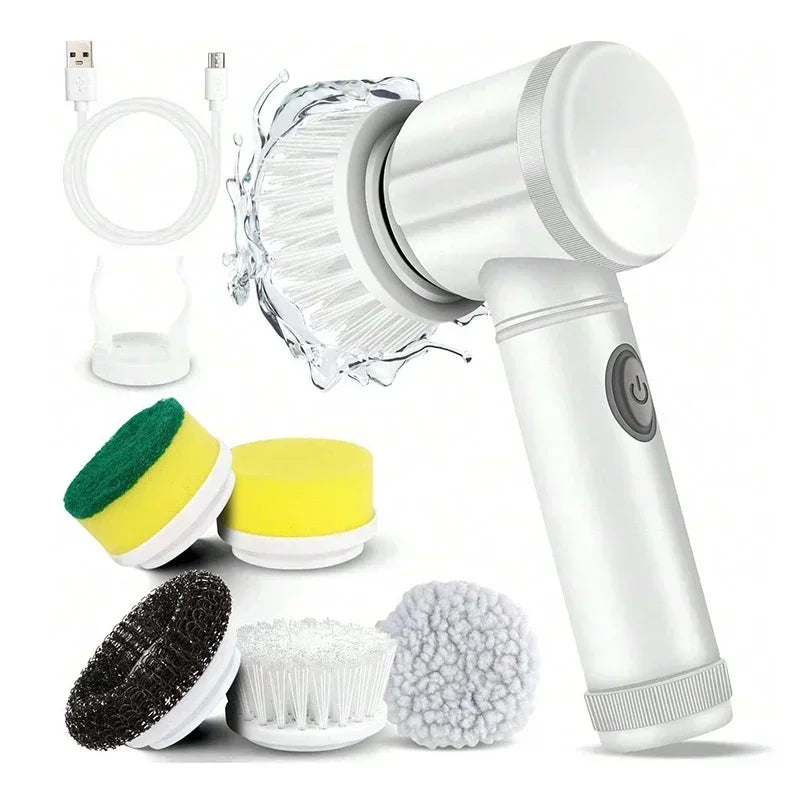 Electric Spin Scrubber Cordless Spin Scrubber with 5 Replaceable Brush Heads