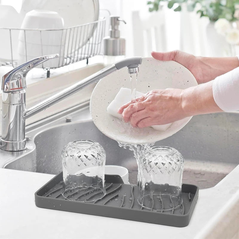 Silicone Bathroom Soap Dishes Sink Sponge Holder for Kitchen, Shower Soap Sponge Tray Counter Rubber Soap Dish with Drain
