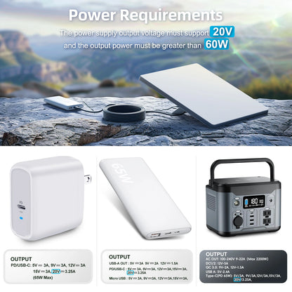 For StarLink 2M 5M USB C to DC Power Cable
