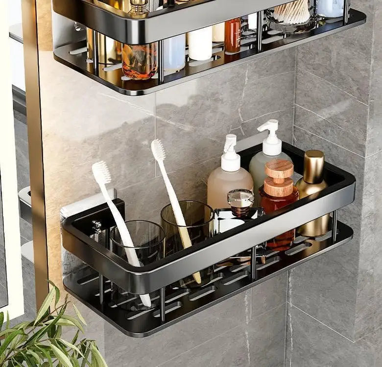 Bathroom Basket Suction Cup Wall-Mounted Space Aluminum