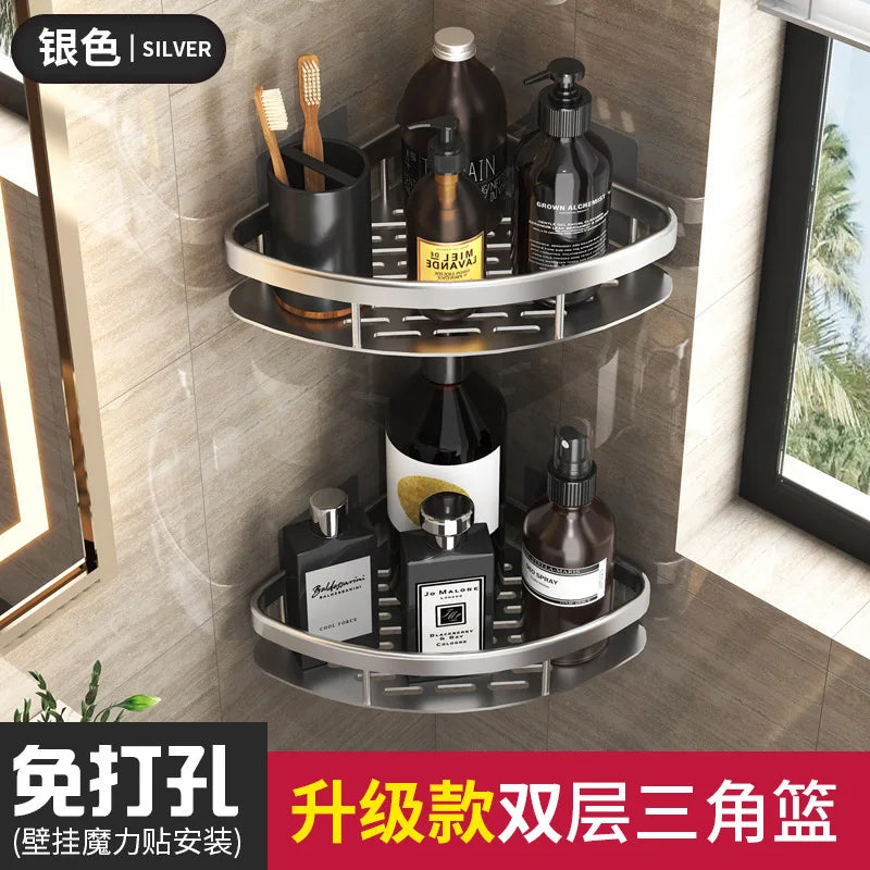 Bathroom Basket Suction Cup Wall-Mounted Space Aluminum