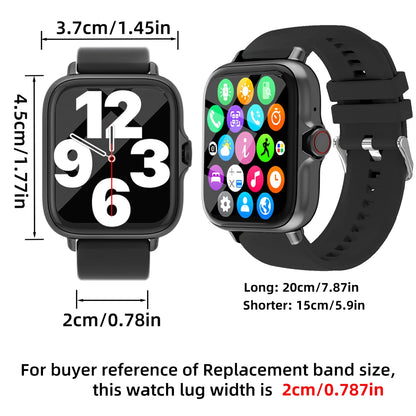 Men Women Smart Watch 1.83'' Waterproof  Fitness Sports Watch Answer Call Sleep Sport Pedometer Information Alerts Smartwatch