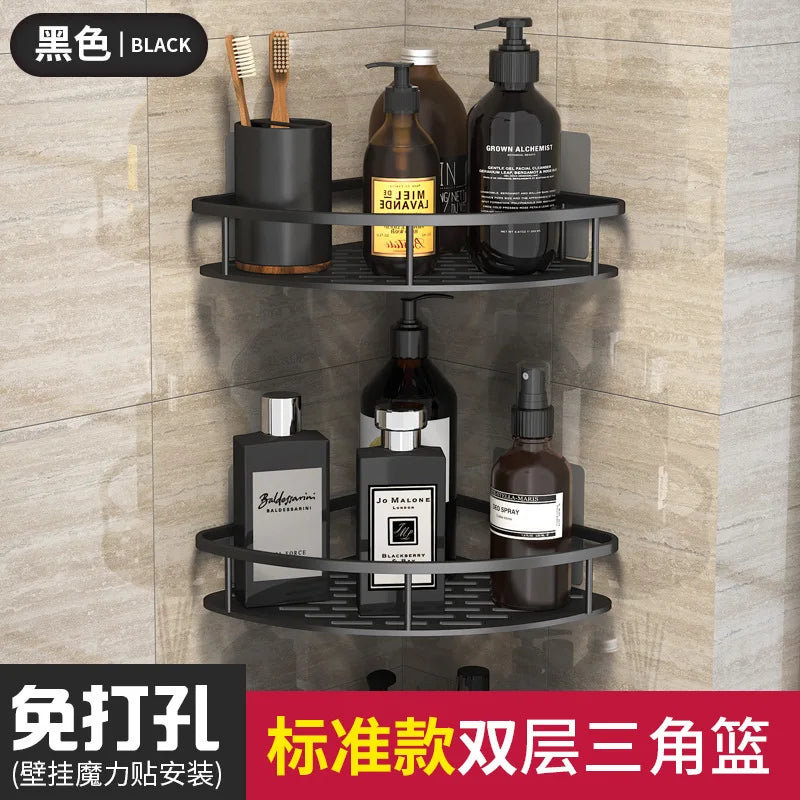 Bathroom Basket Suction Cup Wall-Mounted Space Aluminum
