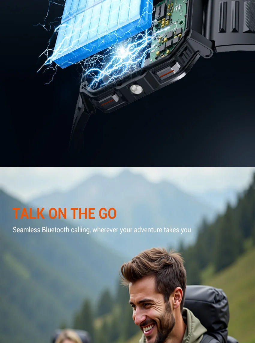Blackview 2025 New Outdoor Smartwatch 900mAh W70 Pro 2.01'' TFT HD Screen Waterproof Men Watches with Emergency Lighting Compass