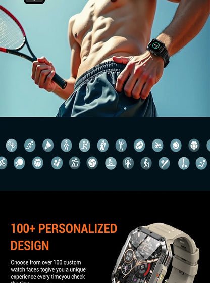Blackview 2025 New Outdoor Smartwatch 900mAh W70 Pro 2.01'' TFT HD Screen Waterproof Men Watches with Emergency Lighting Compass