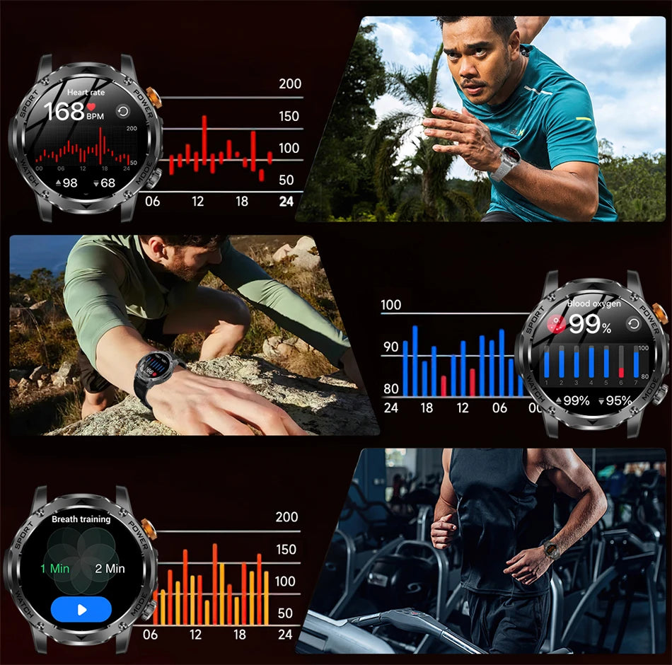 LIGE 2025 New For HUAWEI Xiaomi 1000mah AMOLED Smart Watch Men Sports Fitness LED Flashlight 3ATM Waterproof BT Call Smartwatch