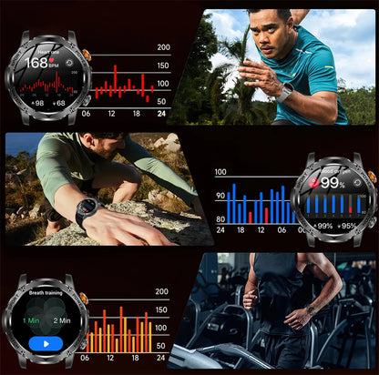 LIGE 2025 New For HUAWEI Xiaomi 1000mah AMOLED Smart Watch Men Sports Fitness LED Flashlight 3ATM Waterproof BT Call Smartwatch